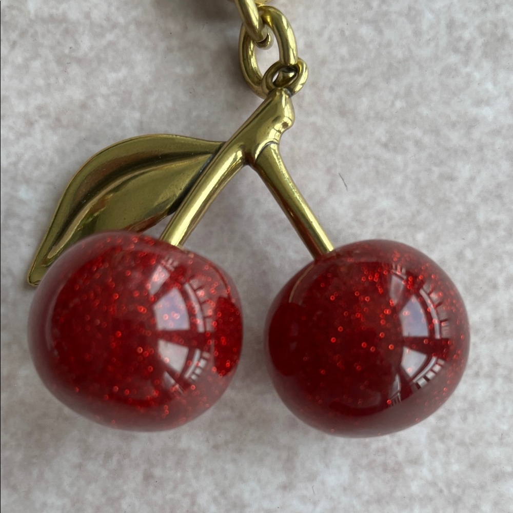 Coach Gold-Tone Cherry Key Charm with Red Glitter - Picture 3 of 4